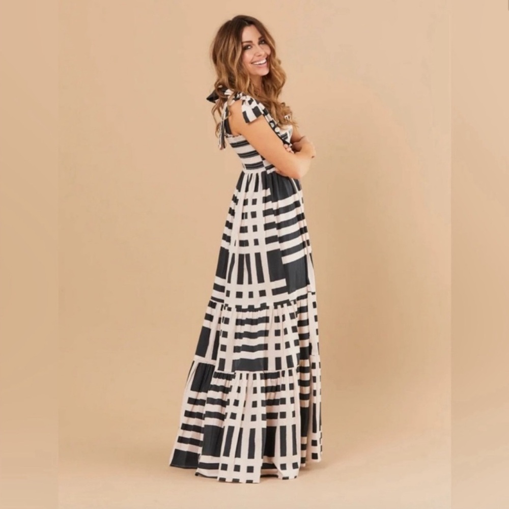 RARE!! NWT Sheridan French Kelly Dress Black/Beige Gingham - Size S
